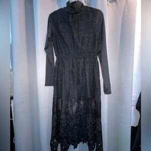 Elegant Victorian-Inspired Black Lace Dress